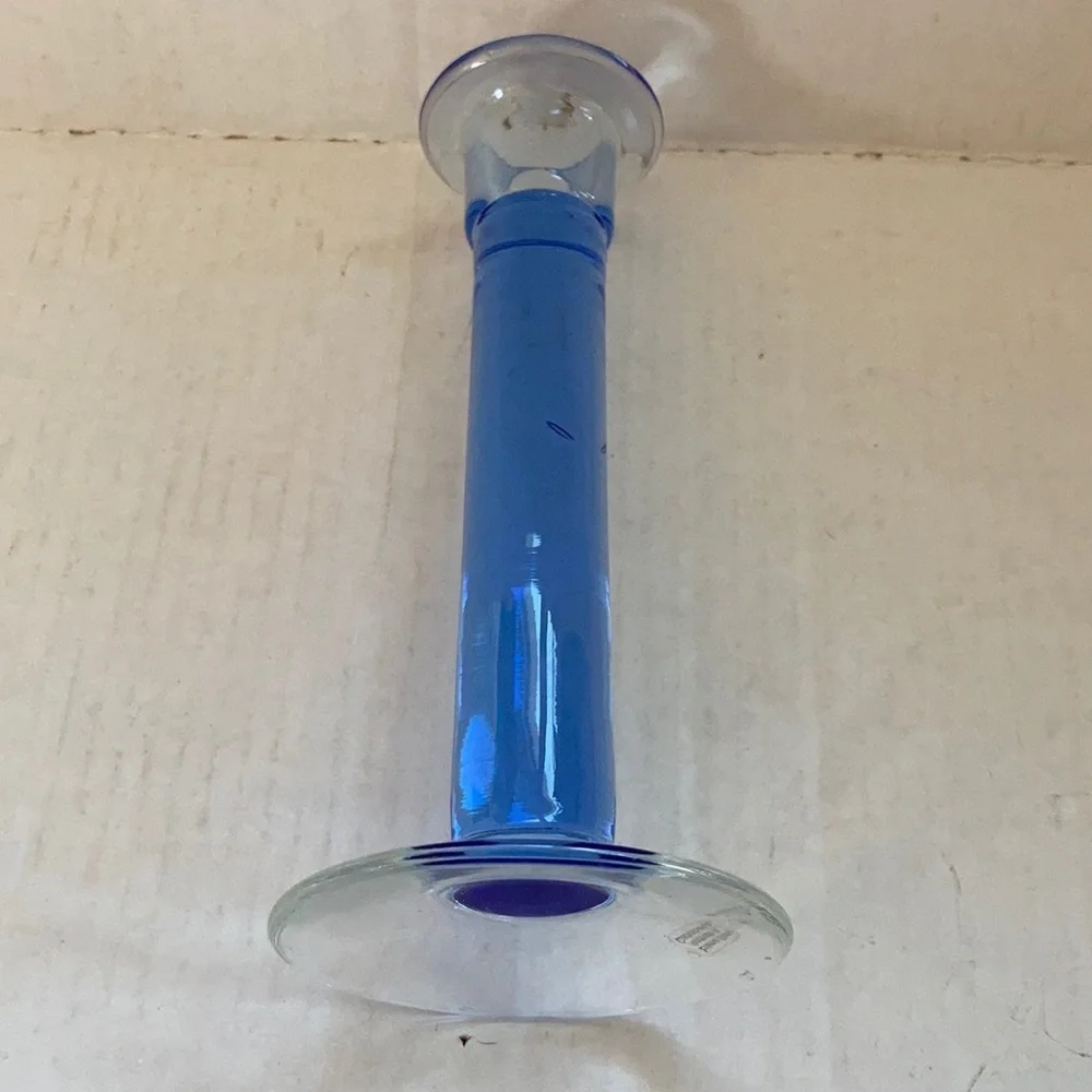 Bohemia Glass Czech blue candlestick